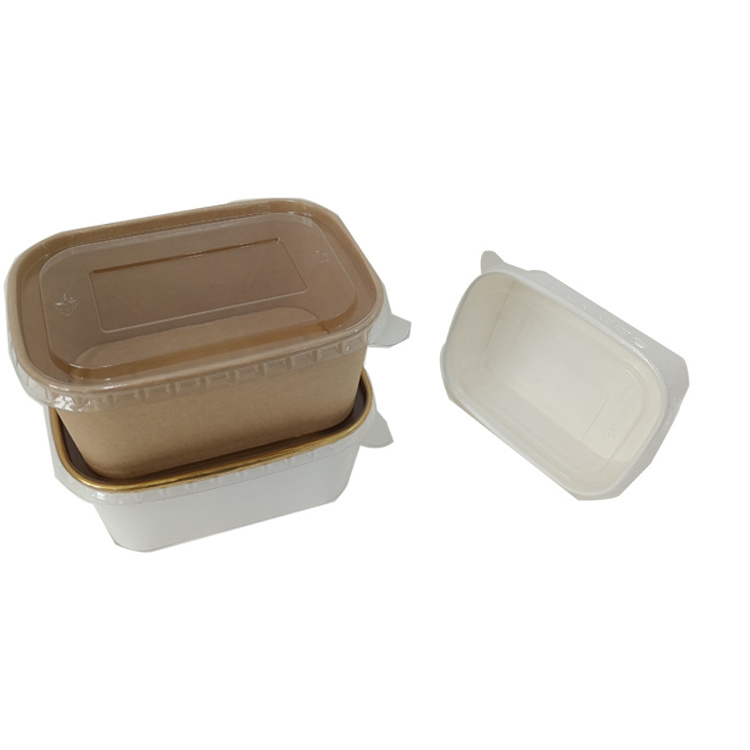 custom Eco Friendly Disposable Customized square kraft paper bowls and Biodegradable paper salad container kraft paper box