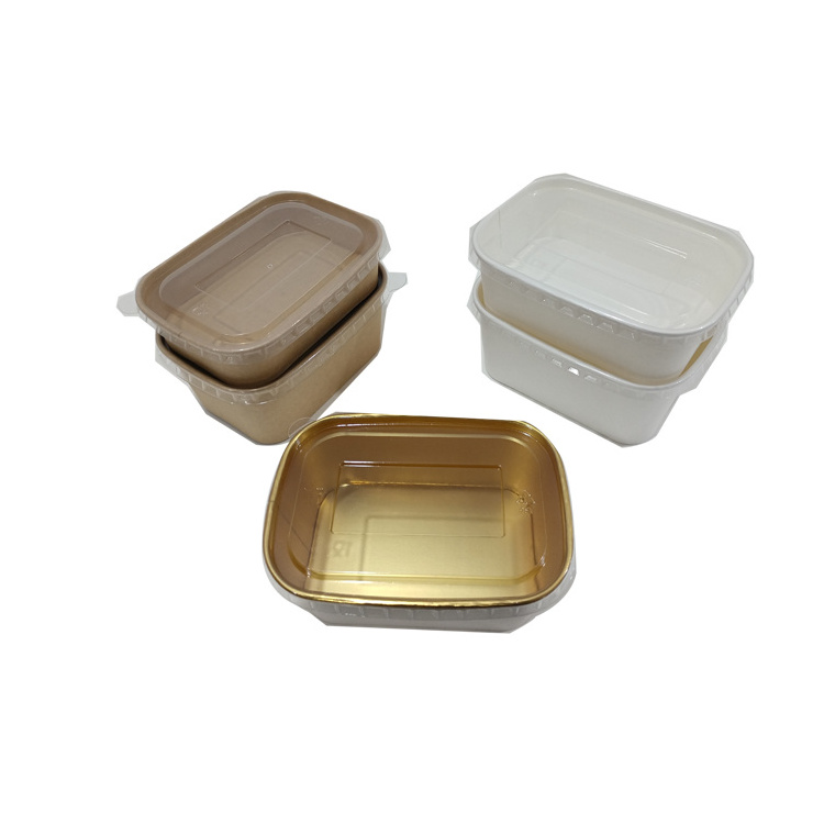 custom Eco Friendly Disposable Customized square kraft paper bowls and Biodegradable paper salad container kraft paper box