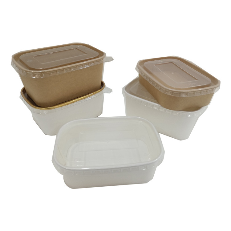 custom Eco Friendly Disposable Customized square kraft paper bowls and Biodegradable paper salad container kraft paper box