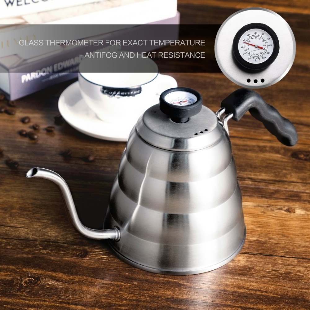 1200ml Pour Over Gooseneck Coffee Kettle 304 Stainless Steel Dripper Coffee Tea Pot Water Kettle Kitchen Barista Accessories