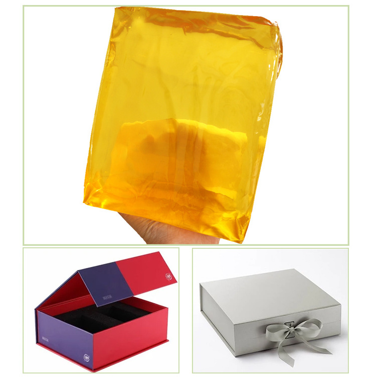 High Viscosity Rubber Hot Melt Glue Blocks  Packaging Bonding Adhesive For Paper Boxes Yellow Gift Box Carton Packaging