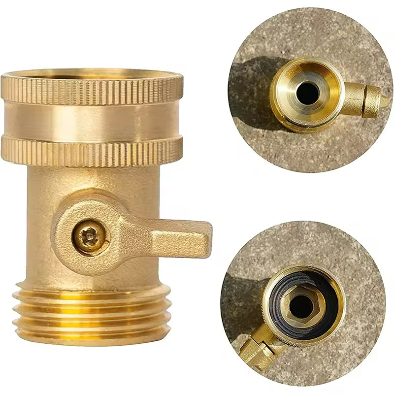 Brass shutoff valve for garden hose connection faucet fittings Brass shutoff valve for connection ports