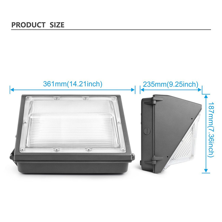 DLC Premium ETL 42w 60w 80w 100w 120w Dusk-to-dawn sensor led wall pack light