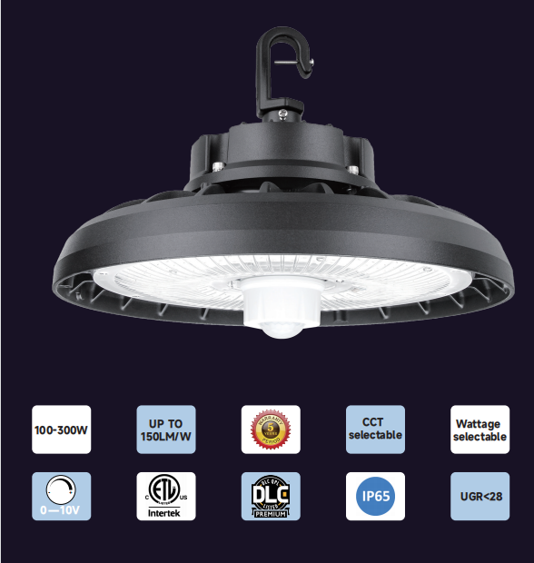 Power adjustable 100W 150W 200W 240W 300W industrial UFO LED high bay lighting