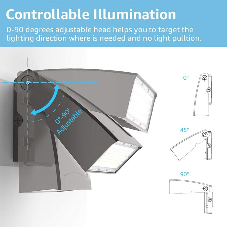 wholesale DLC ETL full cut-off wall packs adjustable angle 80w wallpack light led