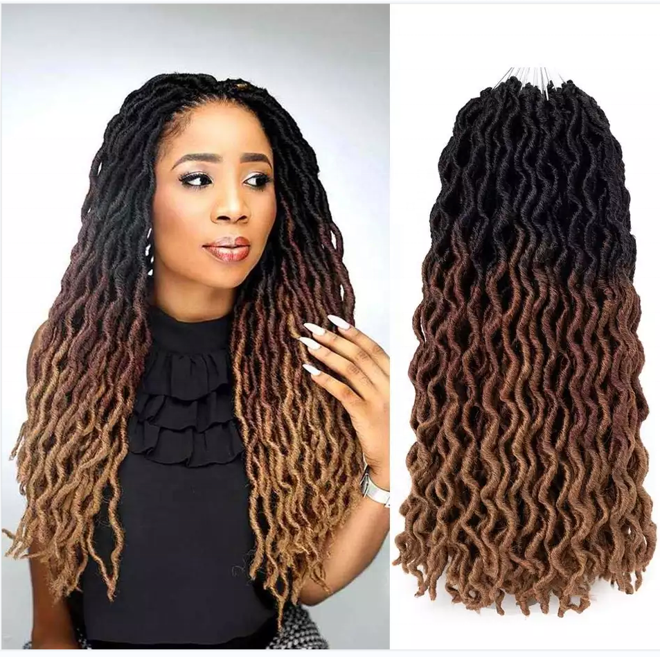 18 Inch Pre Looped Wavy Gypsy Loc Crochet Braids Dreadlocks Ombre Curly Wavy Twist Braiding Hair Extensions African Roots Braid