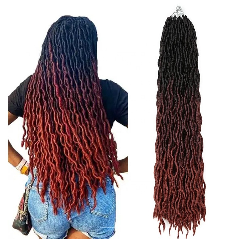 18 inch 100g Faux Locs Hair Crochet Braid Hair Wavy Synthetic Braiding Goddess Gypsy Locs