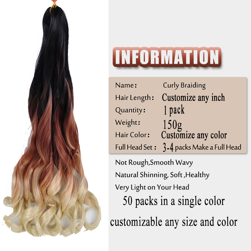 Synthetic Deep Wave Kinky Twist Yaki Pony Curly Crochet Wavy Bulk Braiding Hair Expression French Curls Hair