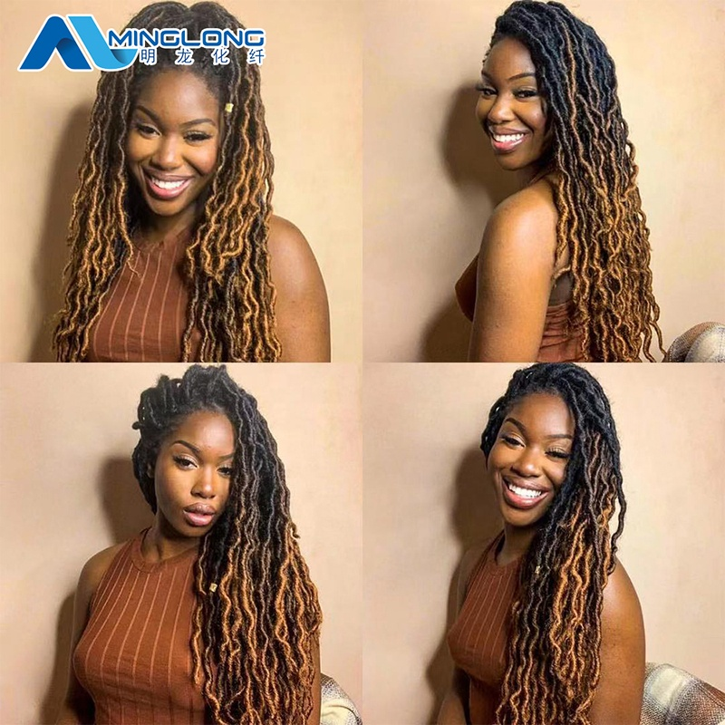 18 Inch Pre Looped Wavy Gypsy Loc Crochet Braids Dreadlocks Ombre Curly Wavy Twist Braiding Hair Extensions African Roots Braid