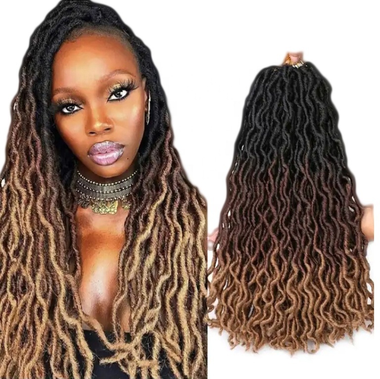 18 inch 100g Ombre Goddess Locs Faux Locks Blond High Quality Hot Sale Cheap Curly Braids Locks Hair Crochet Gypsy Locs