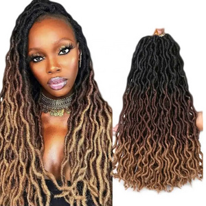 18 inch 100g Ombre Goddess Locs Faux Locks Blond High Quality Hot Sale Cheap Curly Braids Locks Hair Crochet Gypsy Locs