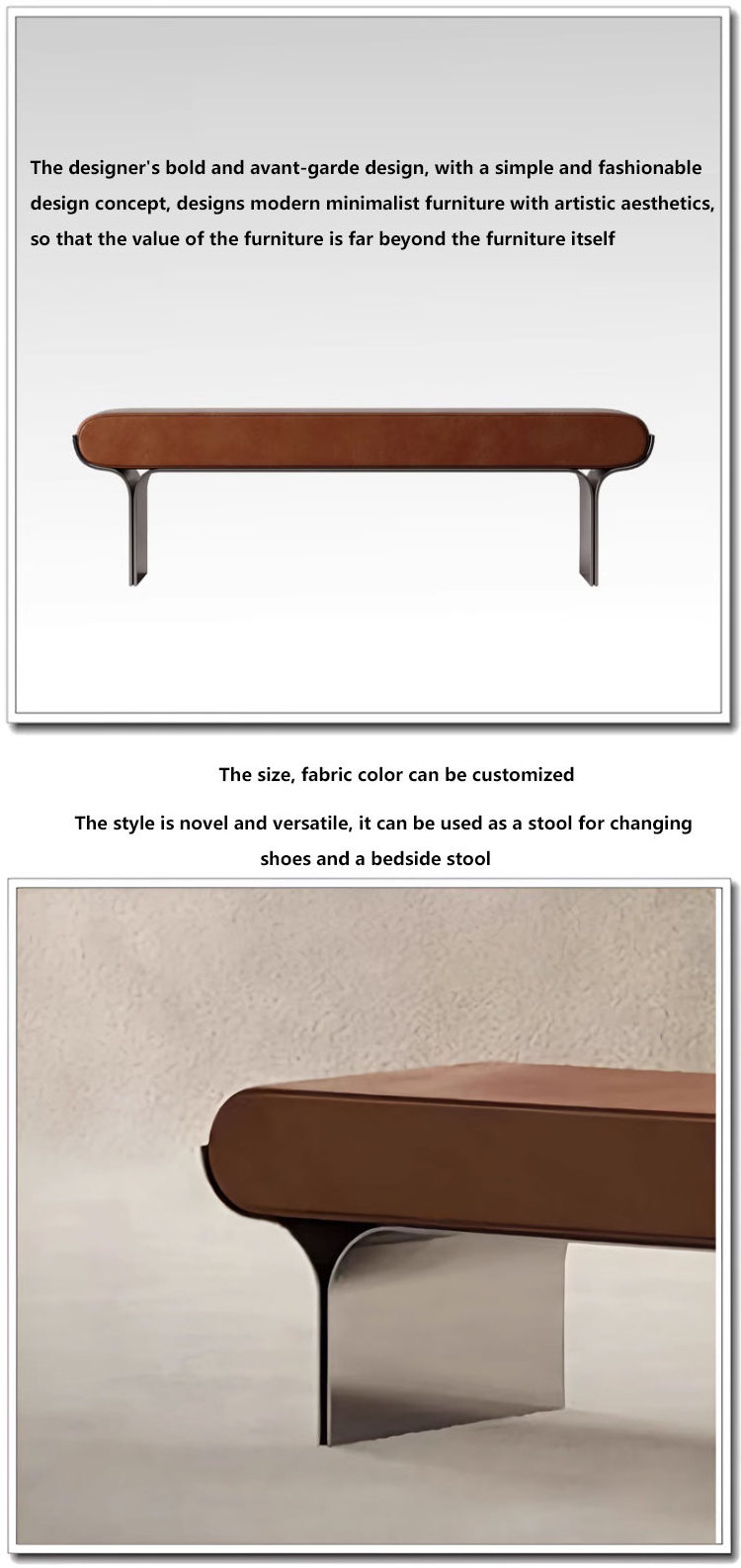 Modern Hotel bedroom Sofa Bench bed end stool Living room comfortable leather shoe stool upholstered bench