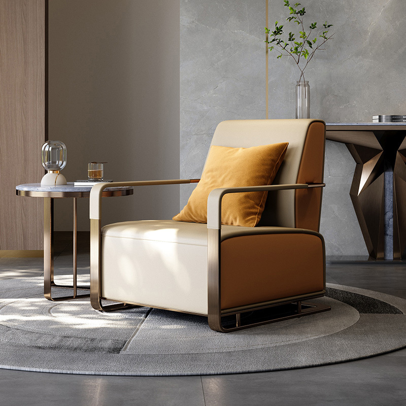 Nordic gold stainless steel base modern luxury occasional chairs modern living room chair armchairs for the living room