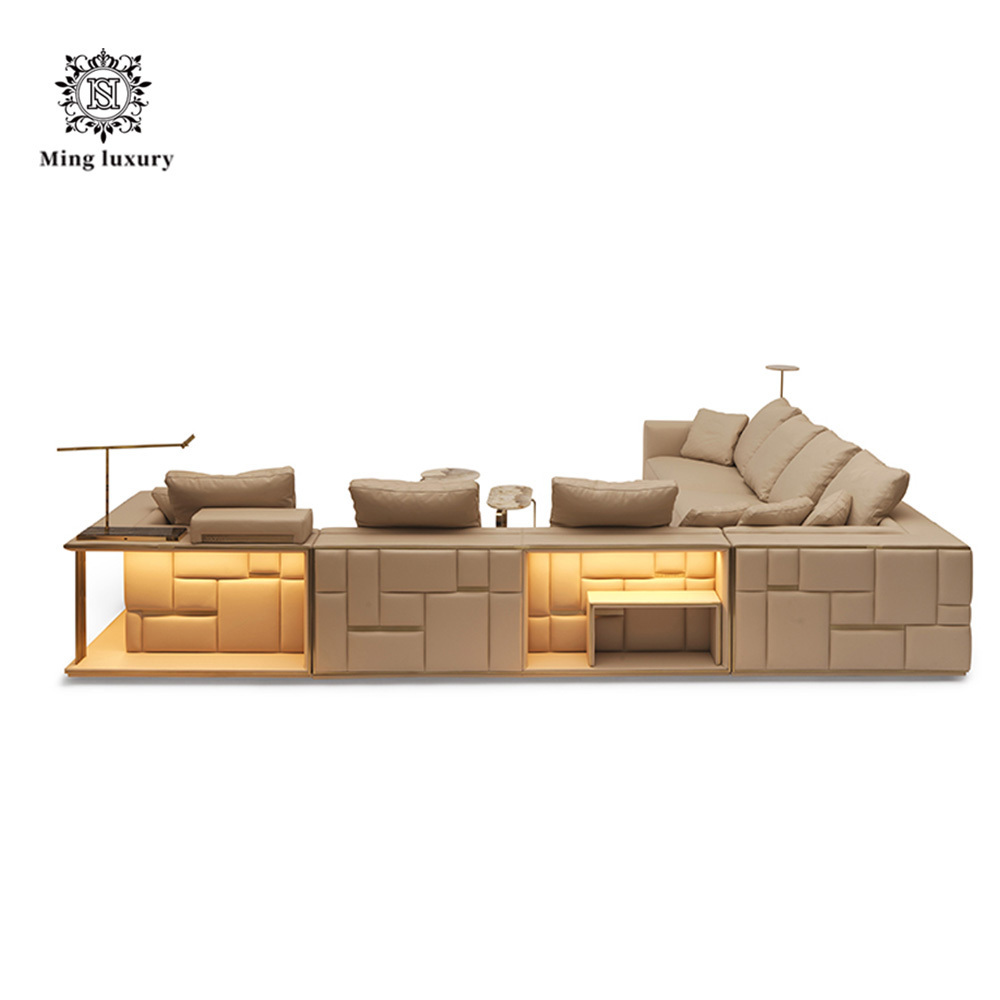 Professional Design Extendable Modular Storage Material Sofas Living Modern Room Sofa Feature Genuine Leather Sofa Set