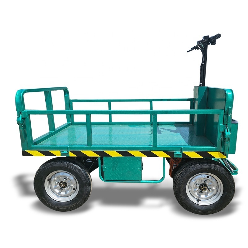 Electric four-wheel multi-functional trolley cart can move forward and backward for airport baggage handling