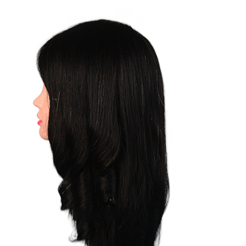 Human Hair Training 18inch Beauty Academy Hairdressing Bleach Cut Professional Styling Mannequin Head