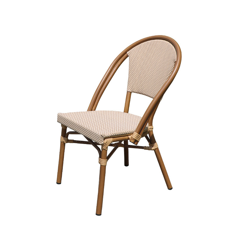 Popular Aluminium Alloy Chair Outdoor Modern Restaurant Terrace Furniture Rattan Dining Chair French Bistro Chairs