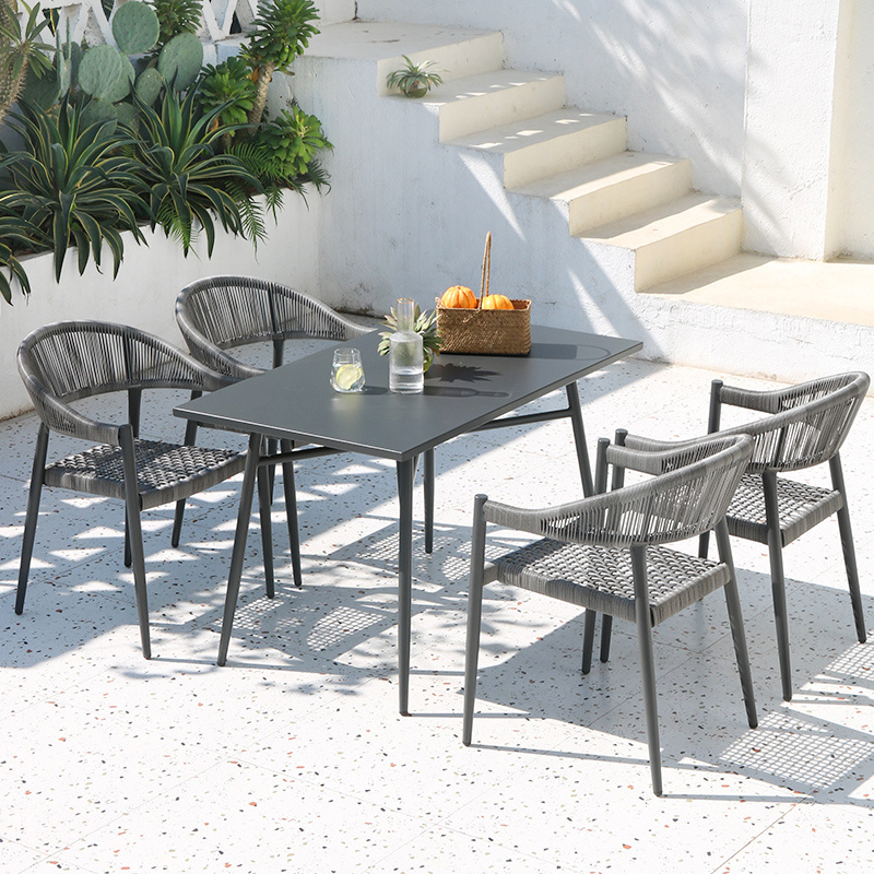 Outdoor Woven Aluminum Garden Chairs French Pvc Stackable Wholesale Discount Bistro Balcony Rattan Alloy Set