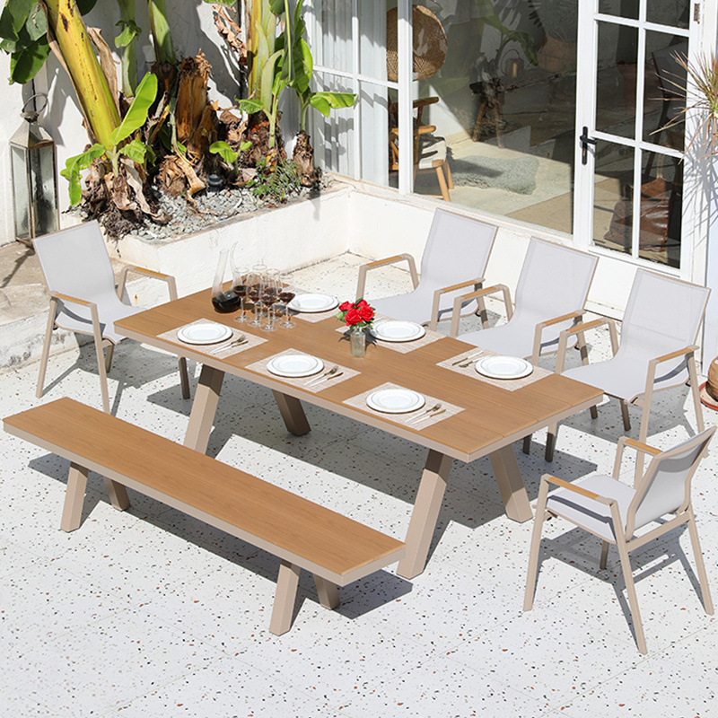 Popular Wholesale Aluminum Frame Outdoor Restaurant Furniture Dining Chair Garden Patio Sling Out Door Chairs