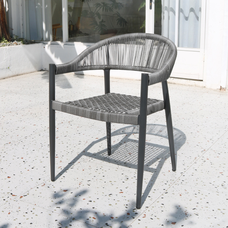 Outdoor Woven Aluminum Garden Chairs French Pvc Stackable Wholesale Discount Bistro Balcony Rattan Alloy Set