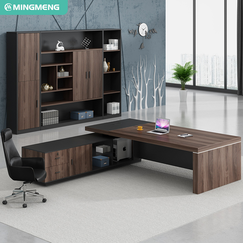 Executive Luxury Office Furniture L Shape Modern Manager Desk CEO Office Desk And Chair File Cabinet Boss Office Desks