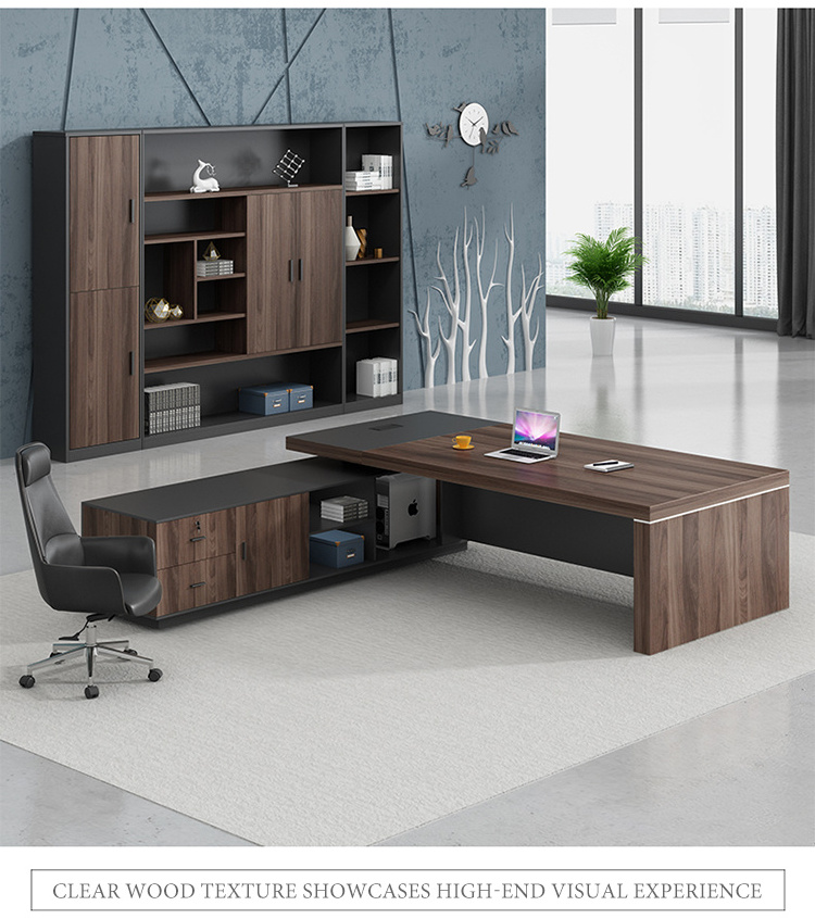 Executive Luxury Office Furniture L Shape Modern Manager Desk CEO Office Desk And Chair File Cabinet Boss Office Desks