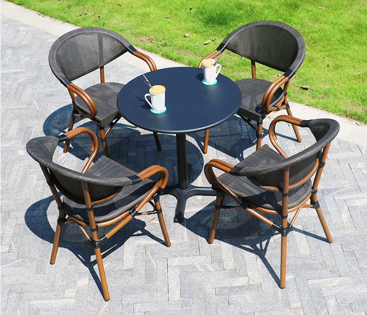 Modern Restaurant Terrace Furniture Chairs Set French Bistro Chairs Outdoor Furniture Garden Chair Rattan Aluminium Eco-friendly