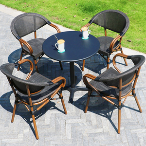 Modern Restaurant Terrace Furniture Chairs Set French Bistro Chairs Outdoor Furniture Garden Chair Rattan Aluminium Eco-friendly