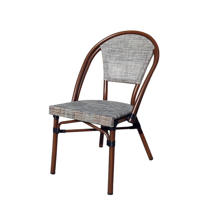 Popular Aluminium Alloy Chair Outdoor Modern Restaurant Terrace Furniture Rattan Dining Chair French Bistro Chairs