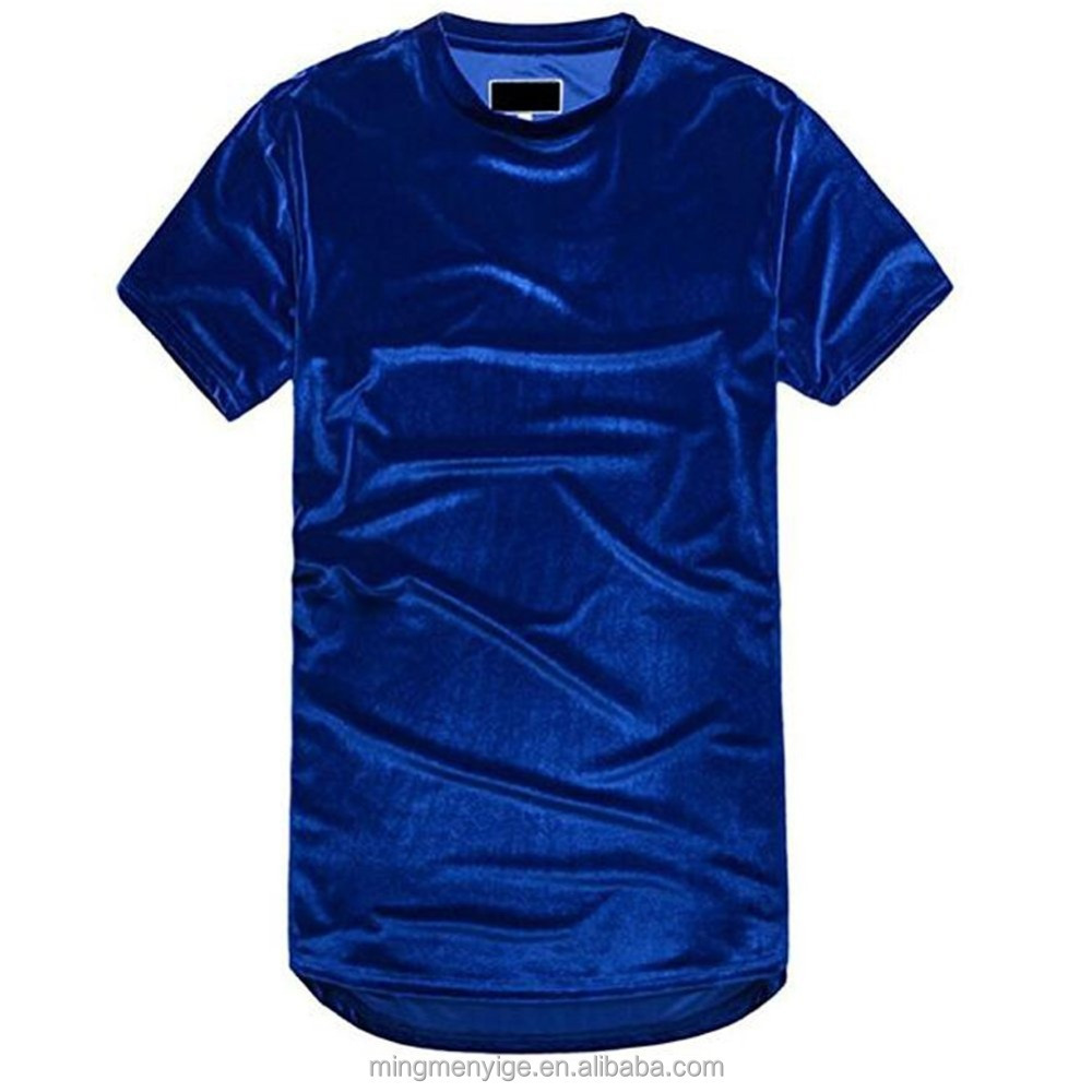 Mens Plain Hip Hop Long Tail Line Extended Velvet Velour T shirts