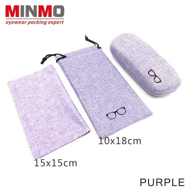 2024 Hot custom logo linen hard eyeglasses case set/portable glasses case set-MINMO