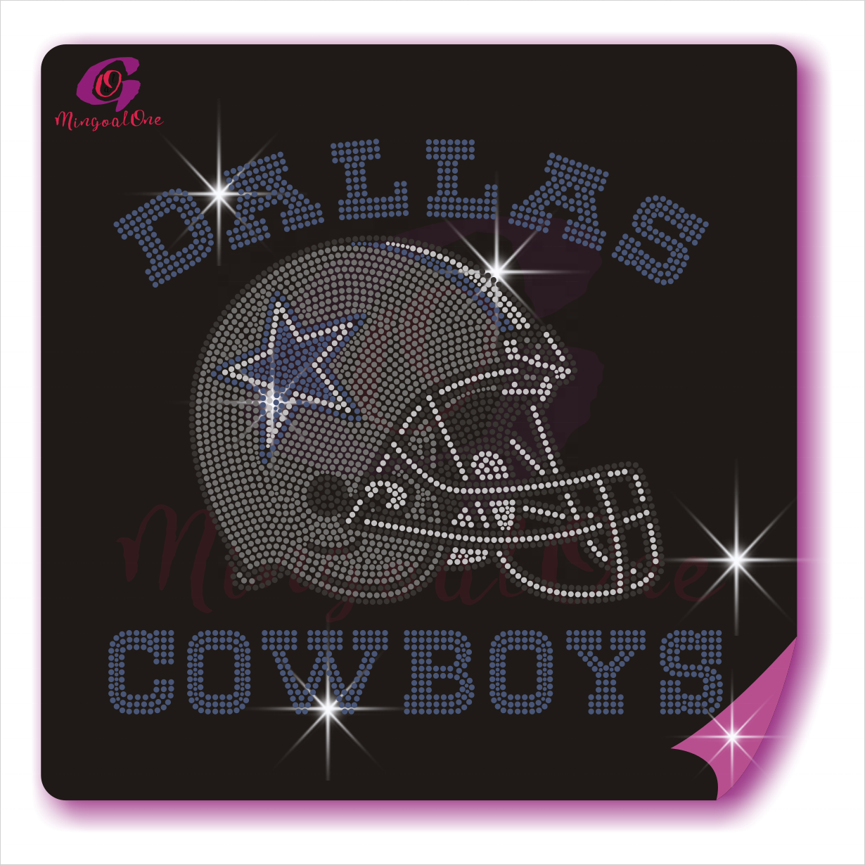 Popular Bling Bling Sport Teams Logo Designs Iron On Rhinestone Design Custom NFL Rhinestone Heat Transfer for Shirts