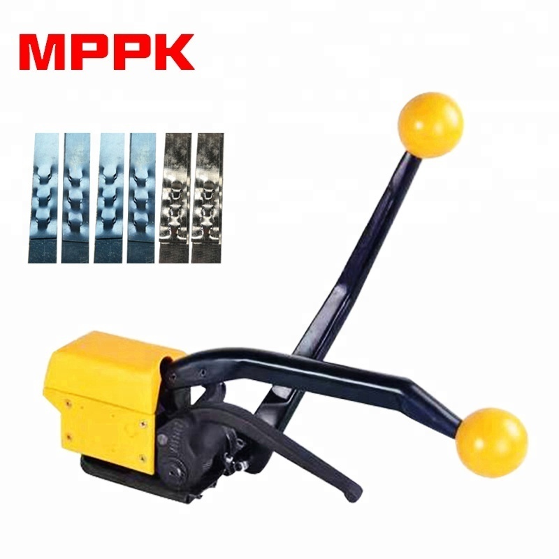 A333 Portable Strapping Machine Metal Belt Packer Tool Yellow Manual Sealless Steel Strapping Tool