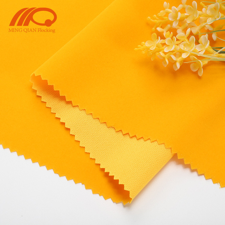 Yellow Knitting / Knitted Flock Fabric For Package Lining Velvet