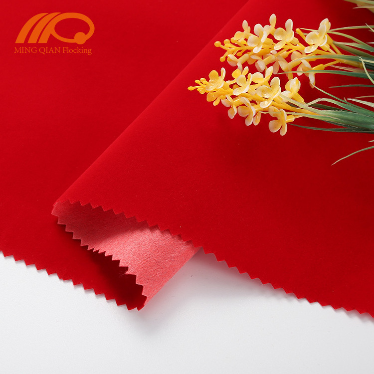 Professional self adhesive polyester flocked material spunlace non woven flock fabric for glass box