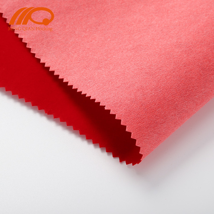 Professional self adhesive polyester flocked material spunlace non woven flock fabric for glass box