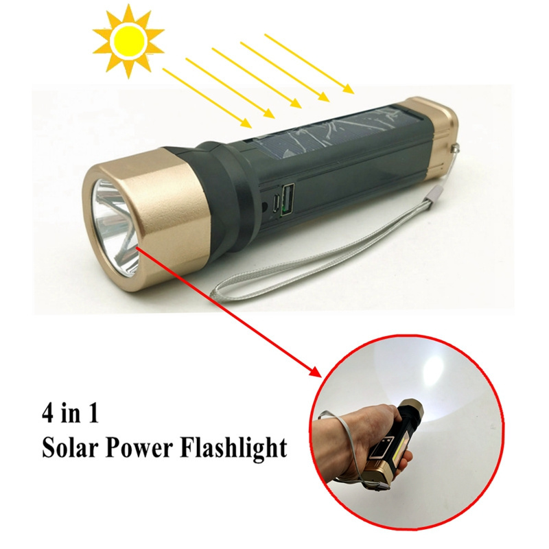 Small quantity wholesale 2023 new arrivals torch solar energy system tactical LED flashlights ready to ship custom packaging