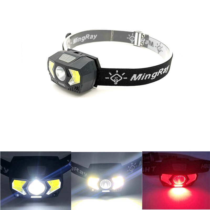 2020 new arrival LED Headlamp with red light mack head lamp security COB Headlight Warning flashlight on head promotion light