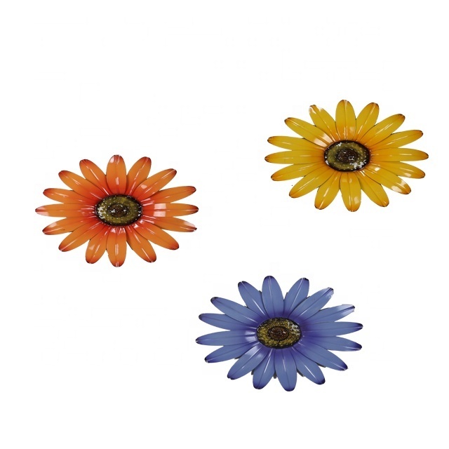 Set of 3 Metal Flower Wall Art Decor Supplier Wall Flower Decoration For Living Room