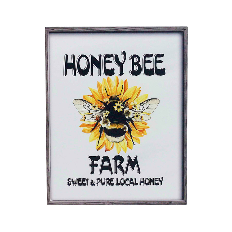 Farmyard Harvest Honey Bee Hanging Home Decor Metal Signs Custom Contemporary Rectangle Hot Sale Decorative Wall Art UV Printing