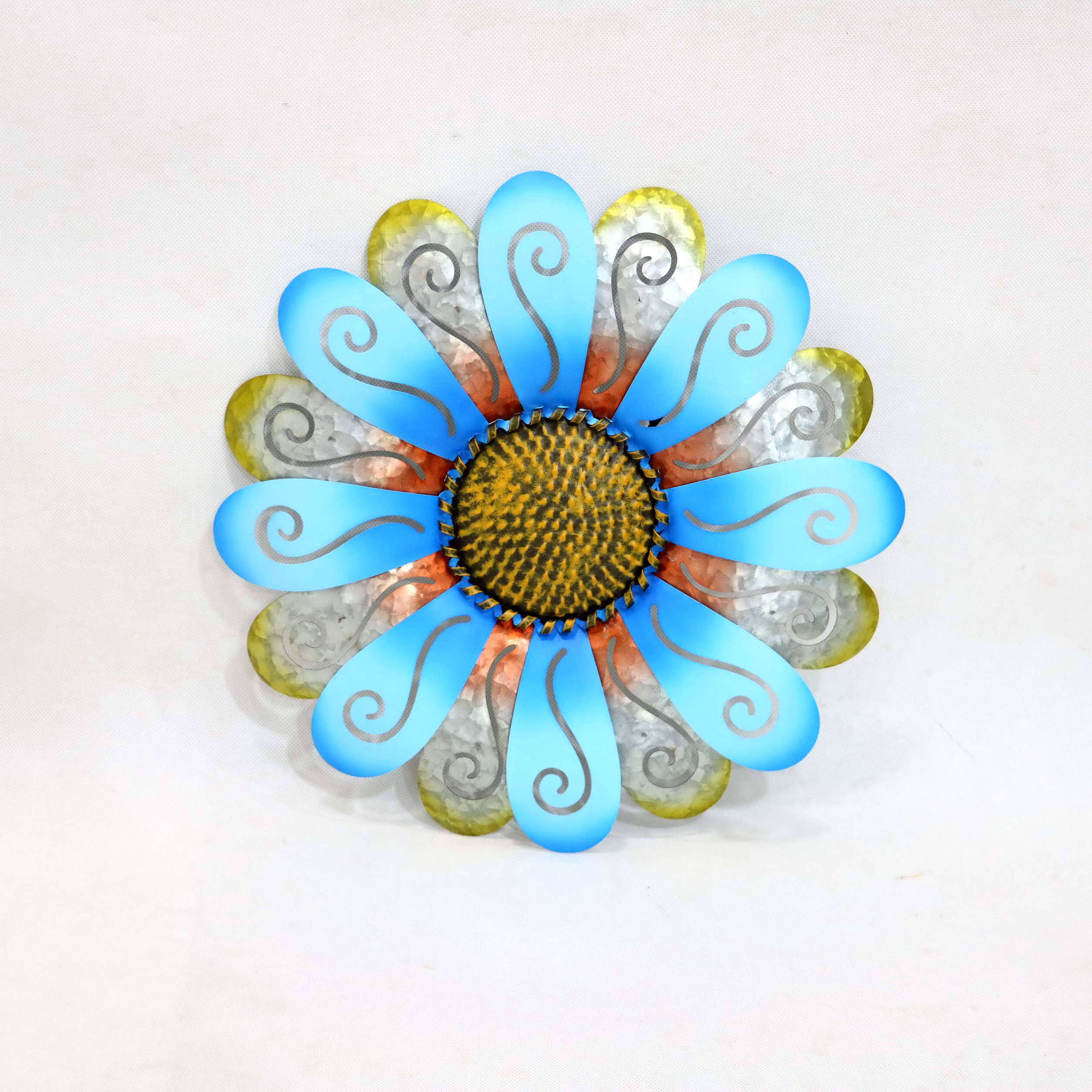 Hot sale wall decor metal GALVANIZED BLUE FLOWER WALL ART DECOR FOR HOME or garden