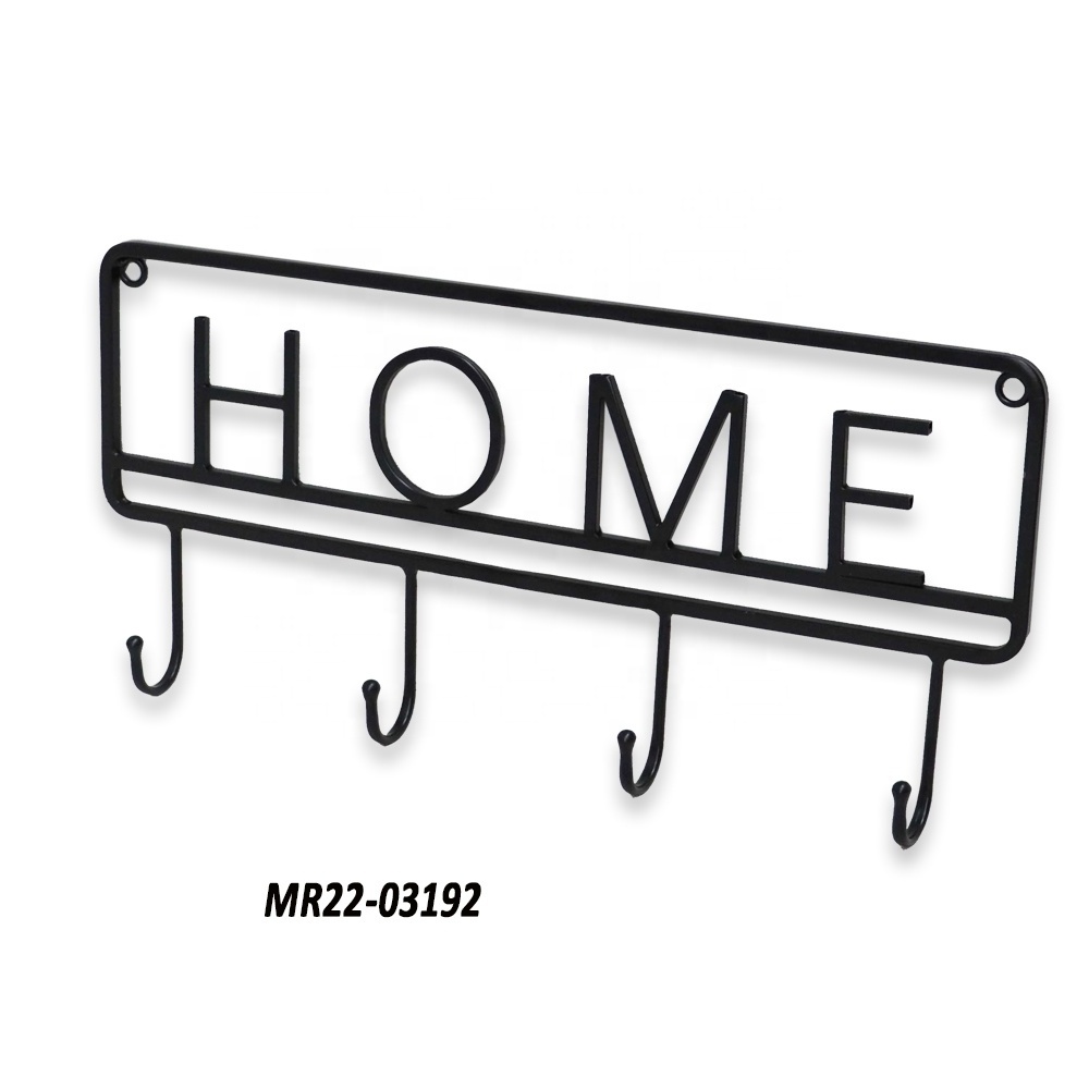 Multifunctional Metal Towel Rack 4 Hooks Black Towel Hanging Metal Wall Key Holder Wall Mounted Metal Hook Cloth Hanger