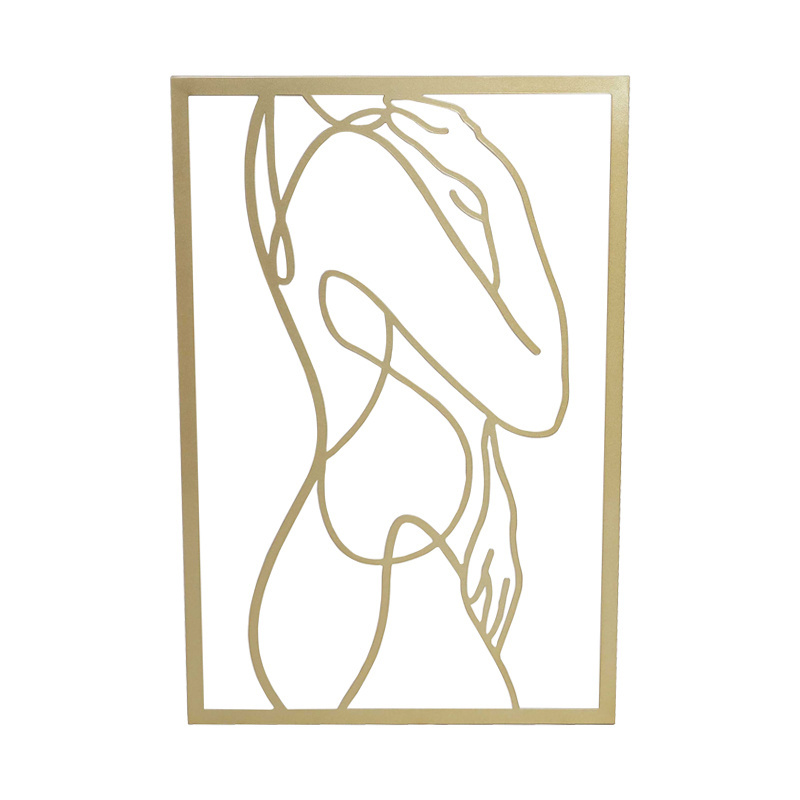 MR Abstract Wall Art The Shape Of Woman's Body Minimalist Lines Gold Metal Wall Art Decor Hanging Modern Female Body Single