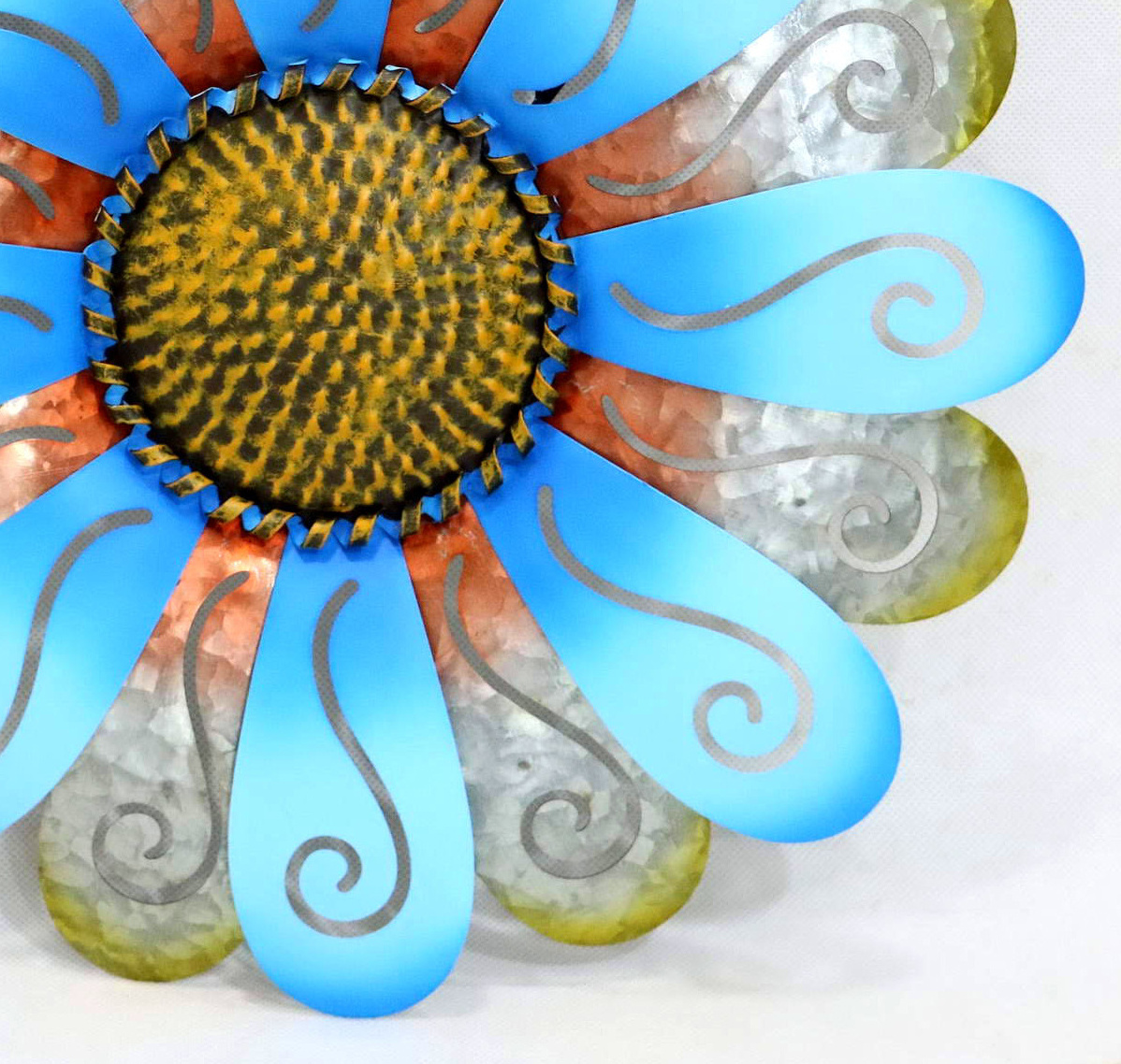 Hot sale wall decor metal GALVANIZED BLUE FLOWER WALL ART DECOR FOR HOME or garden