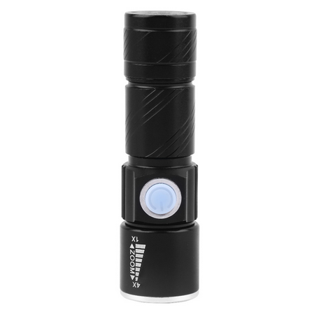 3 Mode USB Rechargeable Zoomable Led Mini Flashlight