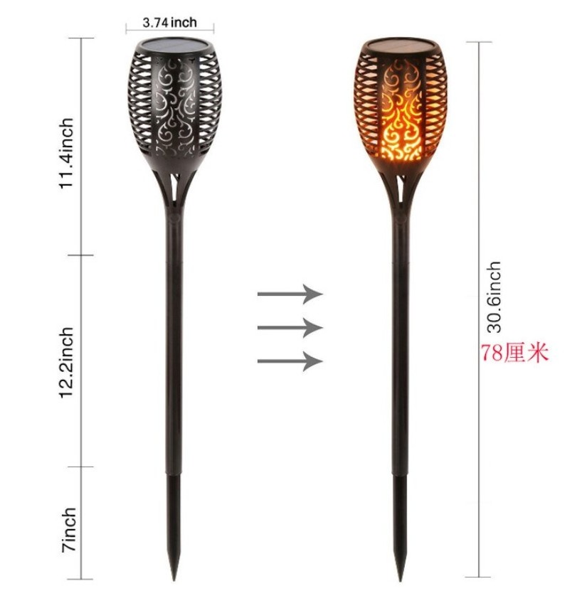 Manufacturer Supply Waterproof Outdoor Garden Decoration Flickering Torch Solar led Flame Lamp Light