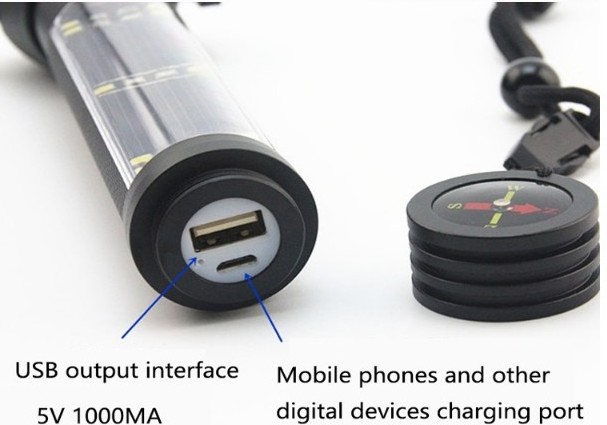 Solar car safety hammer flashlight