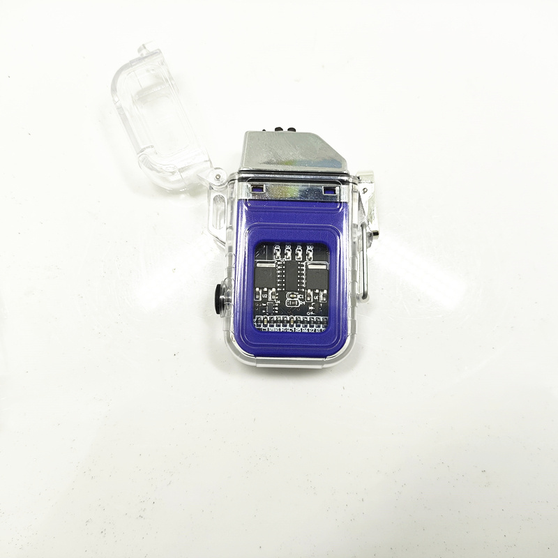 Transparent case Type C Rechargeable Windproof USB Pulse Lighter Plasma Double Arc electric lighter with LED flash Light