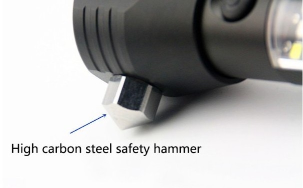 Solar car safety hammer flashlight