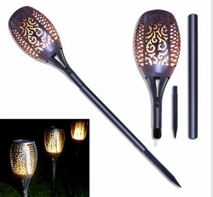 Three Modes LED Solar Fire Flickering Flame Torch Garden Light